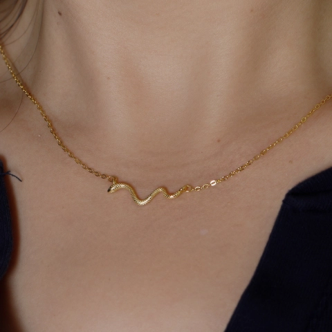S925 Sterlingsilber Schlange Anhänger Halskette Für Damen Gold Weißgold Galvanisiert Minimalistische Schlange Form Schmuck
