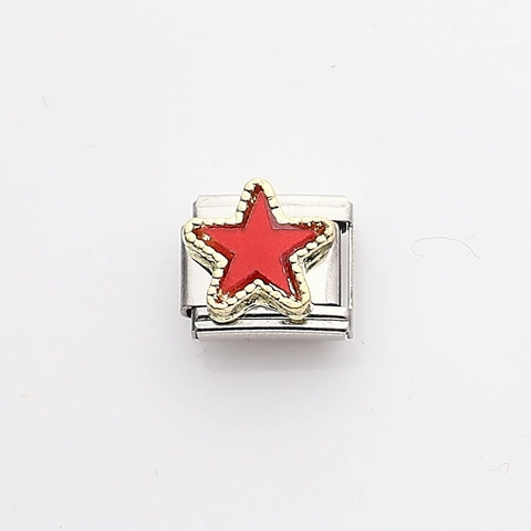 Ανοξείδωτο Ατσάλι Ιταλικά Modular Charm Links Πολύχρωμα Αστέρι Φεγγάρι Σταυρός Καρδιά Σμάλτο Στρας DIY Βραχιόλι Αξεσουάρ Κοσμημάτων