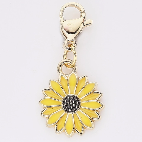 Alloy Enamel Daisy Heart Lollipop Pendants With Lobster Clasp DIY Jewelry Making Accessories Colorful Charms For Keychain