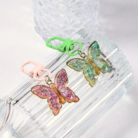 Bunter Schmetterling Anhänger Schlüsselanhänger Für Damen Metall Epoxidharz Glitzer Tasche Charm Ästhetik Schmetterling Zubehör Für Schlüssel Handtasche Dekoration