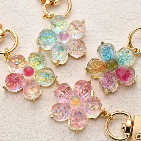 Portachiavi in Resina Colorata a Forma di Orso Fiore Cuore Ciondolo in Lega di Rame Cartone Animato per Donne Bambini