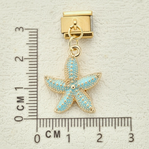 Stainless Steel Ocean Series Italian Charm Starfish Seahorse Shell Pendant DIY Bracelet Jewelry Component Accessory