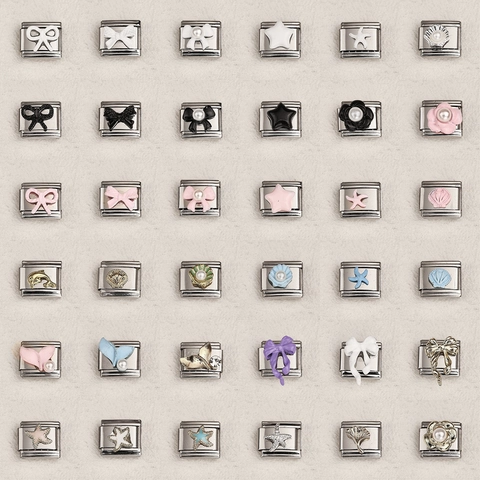 Ανοξείδωτοι Ιταλικοί Σύνδεσμοι Charms για DIY Κατασκευή Βραχιολιών Φιόγκος Αστερίας Κοχύλι Σμάλτο Κοσμήματα Charms για Γυναίκες