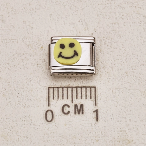 Stainless Steel Italian Charm Link Cute Cartoon Bear Smiley Face Eye Pattern Enamel DIY Jewelry Accessory For Bracelet