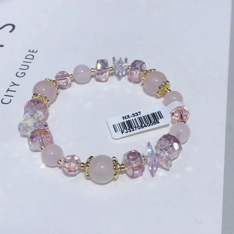 Elegant Amethyst Crystal Beaded Bracelet For Women 14K Gold Filled Accent Natural Stone Handmade Fashion Jewelry Gift