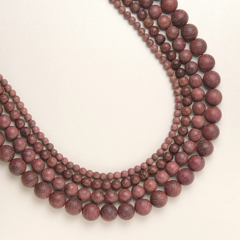 Perline Rotonde in Sandalo Rosso Naturale per Creazione di Gioielli Fai-da-te Bracciale per Preghiera Buddista Collana Legno Opaco