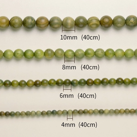 Natural Green Sandalwood Beaded Bracelet Ethnic Style Wood Grain Buddhist Prayer Beads Unisex Decorative Jewelry Accessory
