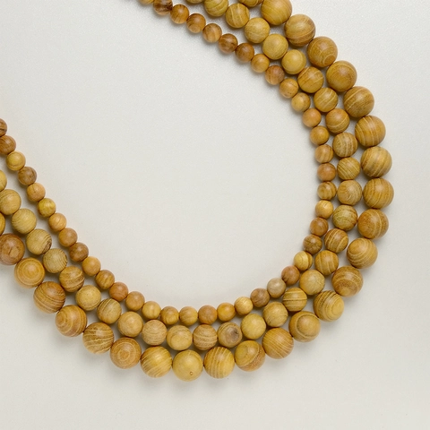 Natural Golden Camphor Wood Beads Round Matte No Polish Wood Beads Strand For DIY Jewelry Making Bracelet Necklace Accessories