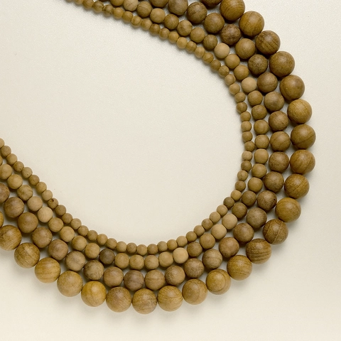 Natural Yellow Camphor Wood Round Matte Beads Strand For DIY Jewelry Making Bracelet Necklace Meditation Wood Grain Bead
