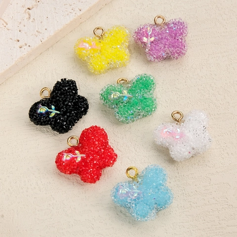 Hars Vlinder Hanger DIY Sieraden Accessoire Suiker Textuur Roos Bloem Bedeltje Met 18K Vergulde Hanger Voor Ketting