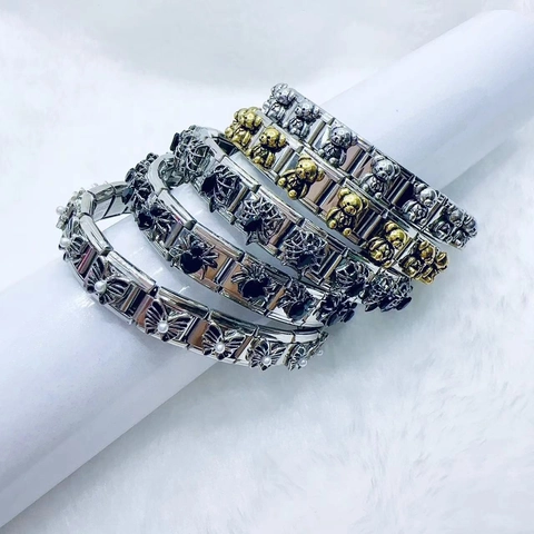 Stainless Steel Italian Charm Bracelet For Men Women Gothic Spider Butterfly Bear Modular Link Bracelet Retro Hand Jewelry