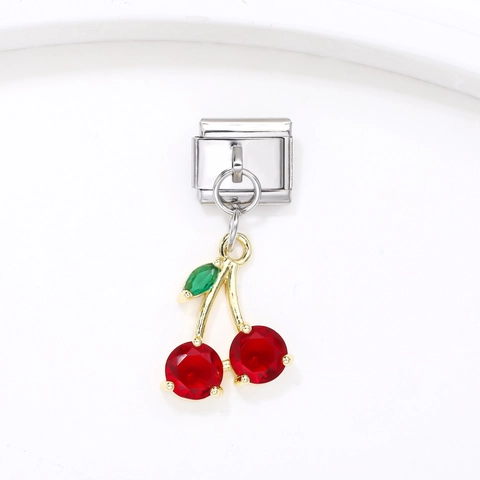 Edelstahl Italienisches Charm Armband Zubehör 18K Vergoldeter Zirkonia Anhänger DIY Schmuckherstellung Verbinder Für Damen