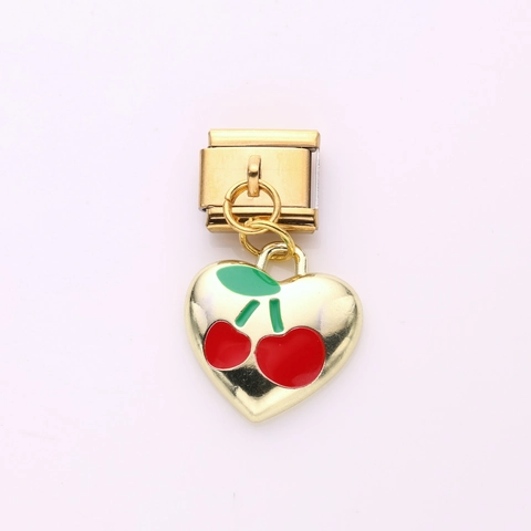 Ιταλικό Charm Link Βραχιόλι DIY Μενταγιόν Ανοξείδωτο Ατσάλι Χρυσό Επιμεταλλωμένο Φράουλα Κεράσι Καρδιά Φίδι Κοσμήματα Γυναικεία