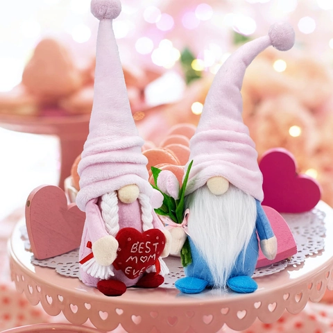 Mother's Day Gnome Faceless Doll Plush Decoration Best Mom Ever Heart Pink Blue Tomte Dwarf For Home Party Ornament Gift