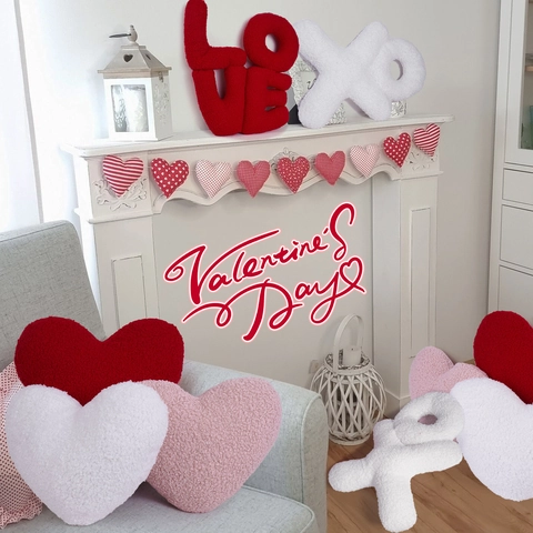Cojines Decorativos Creativos con Forma de Letras LOVE Y XO de San Valentín Cojín de Felpa Boucle para Decoración de Bodas