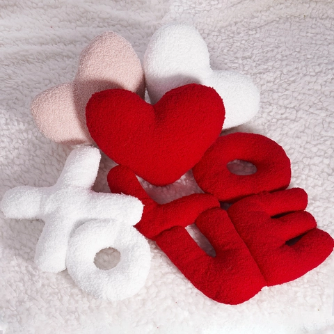 Cojines Decorativos Creativos con Forma de Letras LOVE Y XO de San Valentín Cojín de Felpa Boucle para Decoración de Bodas