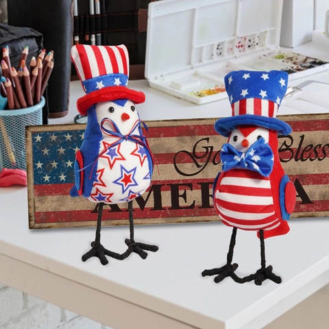 Unabhängigkeitstag Patriotische Vogel Figur Sterne und Streifen Stoff Vogel Ornament Für 4 Juli Memorial Day Zuhause Festliche Deko