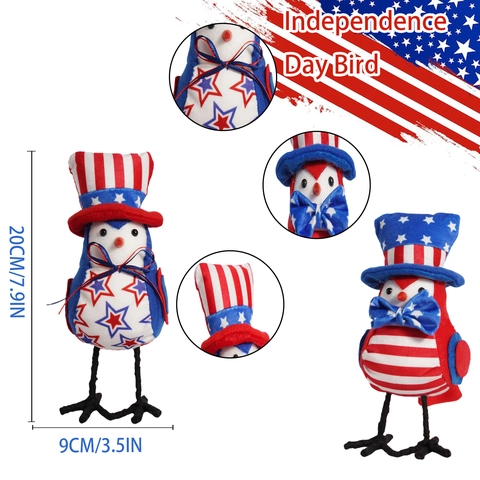 Unabhängigkeitstag Patriotische Vogel Figur Sterne und Streifen Stoff Vogel Ornament Für 4 Juli Memorial Day Zuhause Festliche Deko