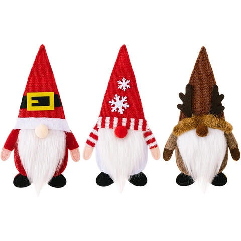 Porta Cubiertos de Gnomo de Navidad Rudolph Reno Papá Noel Copo de Nieve de Punto Bolsa para Cubiertos Decoración de Mesa
