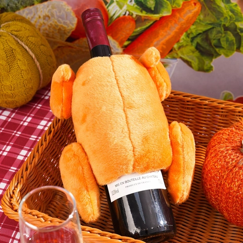 Thanksgiving Harvest Turkey Wine Bottle Cover Plush Festive Table Decoration Autumn Harvest Party Wine Bottle Dress Up Gift