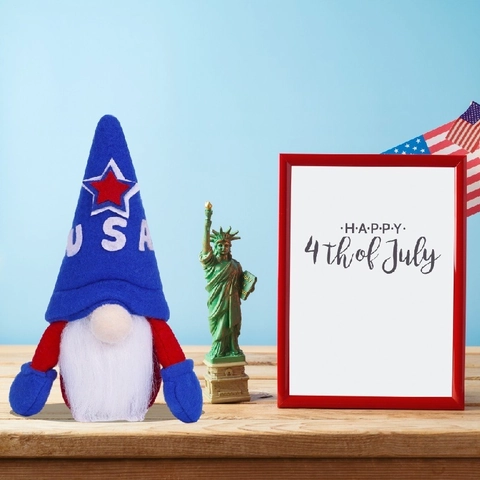 Patriotic Independence Day Gnome Decoration USA Red White Blue Faceless Doll Fourth Of July Desktop Ornament Party Gift