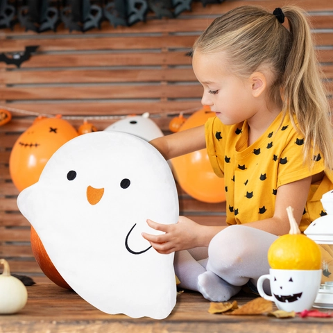 Halloween Weißer Geist Plüsch Kissen Weiches Cartoon Geist Kissen Für Zuhause Sofa Party Dekoration Festliches Ornament