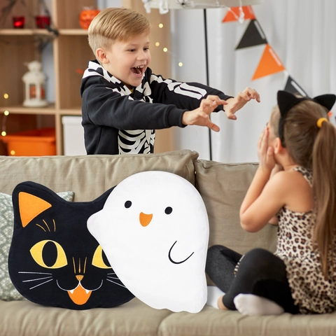 Halloween Weißer Geist Plüsch Kissen Weiches Cartoon Geist Kissen Für Zuhause Sofa Party Dekoration Festliches Ornament