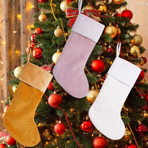 Plüsch Weihnachtsstrumpf Geschenktüte Für Weihnachtsbaum Dekoration Weiß Rosa Orange Kunstfell Xmas Strumpf Hängendes Ornament