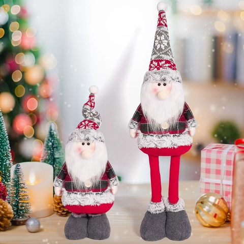 Weihnachten Teleskop Stehende Plüschpuppe Weihnachtsmann Schneemann Rentier Ornament Für Xmas Home Party Dekoration Figuren