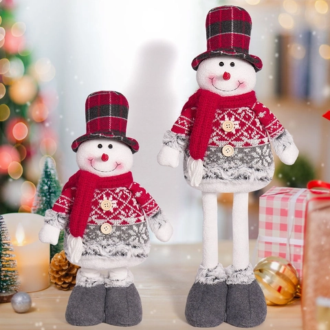 Weihnachten Teleskop Stehende Plüschpuppe Weihnachtsmann Schneemann Rentier Ornament Für Xmas Home Party Dekoration Figuren