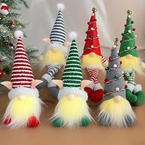Gnomo di Natale Luminoso Ornamento LED Luce Su Tomte Svedese Nano Bambola Peluche Fatto a Mano Tessuto Casa Decorazione Regalo