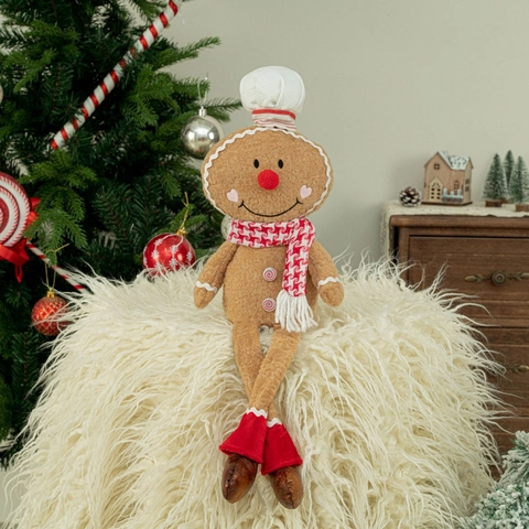 Christmas Gingerbread Man Plush Toy Long Legged Cookie Man Doll For Window Display Festive Holiday Home Decor Ornament Gift