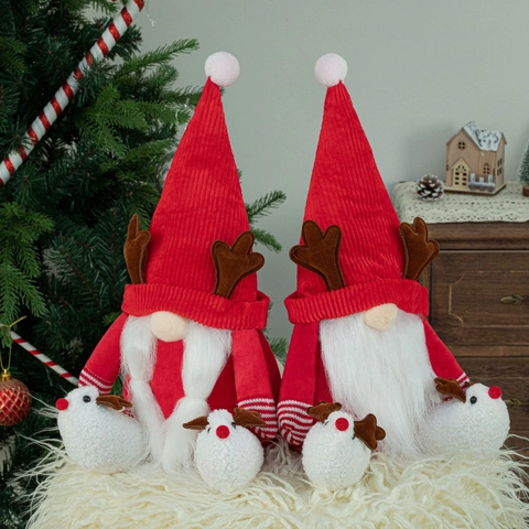Roter Weihnachts Rentier Zwerg Plüschpuppe Mit Geweih Nordisch Rudolph Gesichtslose Puppe Dekoration Für Weihnachten Party