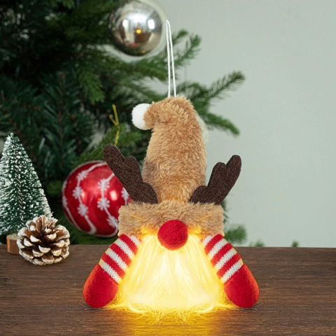 LED Leuchtende Weihnachtsgnome Ornamente Gesichtlose Puppe Mit Büffelkaromuster Rentiergeweih Plüsch Tomte Dekoration Für Weihnachten