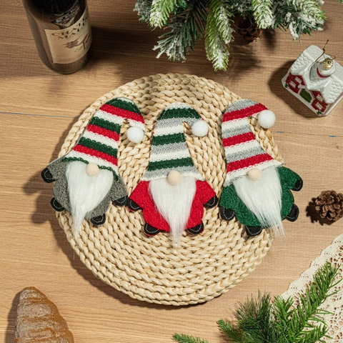 Christmas Gnome Cutlery Holder Striped Knitted Faceless Doll Rudolf Decorative Hanging Ornament For Home Dining Table Party