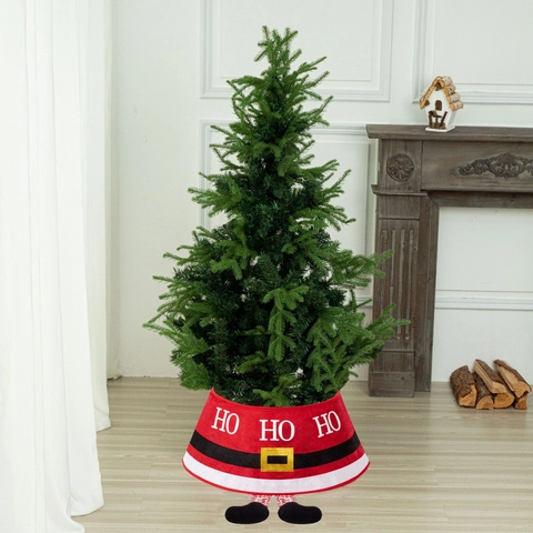 Weihnachtsbaumkragen Weihnachtsmann Elfenbeine Design Rot Polyester Bedruckt Baumrock Basis Dekoration Für Weihnachten Party Heimdekor