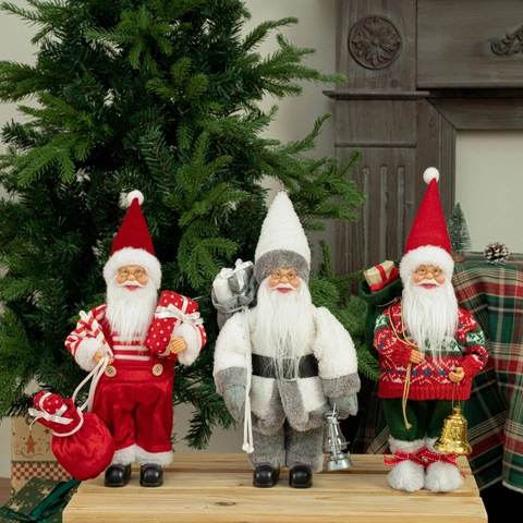 12 Zoll Stehende Weihnachtsmann Figur Weihnachtsdekoration Traditioneller Stoff Plüsch Weihnachtspuppe Nordischer Stil Ornament