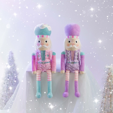 2025 Macaron Nussknacker Soldat Plüschpuppe Ornament Rosa Lila Weihnachtsdekoration Für Zuhause Feiertag Plüschtier Geschenk