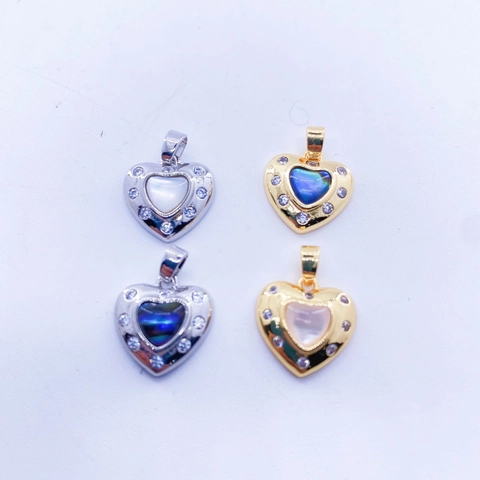 Kupfer Herz Anhänger Mit Zirkonia Muschel Eingelegt DIY Schmuckherstellung Zubehör Für Halskette Armband Damen Geschenk