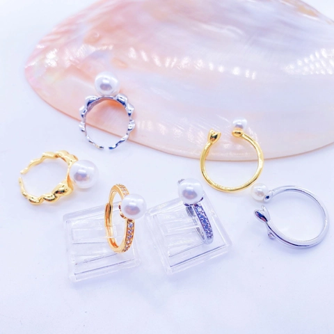 Light Luxury Minimalist Adjustable Open Ring Base For Women Electroplated Copper Twist Rose Butterfly DIY Artificial Pearl Ring Finding