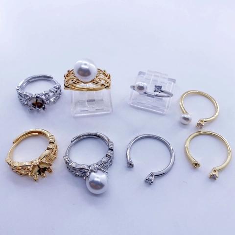 Vintage Open Ring Blank Setting DIY Adjustable Copper Ring With Zircon Lace For Women Jewelry Making Setting Accessory