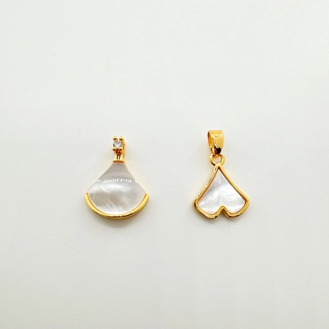 18K Gold Plated Copper Shell Inlaid Fan Heart Shape Pendant For DIY Jewelry Making Necklace Bracelet Earring Accessories