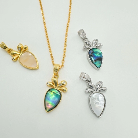 18K Gold Plated Copper Carrot Cloud Lightning Pendants Natural Shell Inlaid Rhinestone DIY Jewelry Making Accessories For Necklaces Bracelets