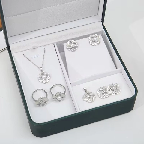Set Componenti per Gioielli Fai da Te Stella Polare Quadrata Con Perno in Argento Sterling 925 Rame Oro Argento Madreperla Zirconia Ciondolo Base Anello per Creazione Gioielli Donna