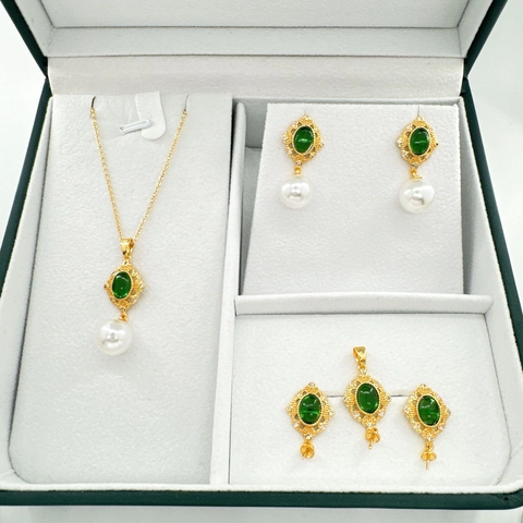Pendentif en Cuivre Vintage Strass Vert Émeraude Base Bijoux DIY Design Ajouré Tige en Argent Sterling 925