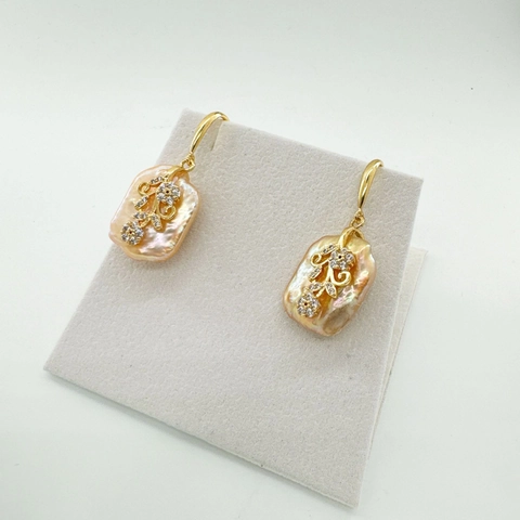 Ganchos para Pendientes DIY Cobre Bañado Oro 18K Flor Hoja Poste Plata Ley 925 Zirconia Accesorios para Joyería