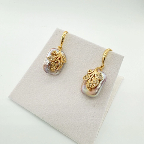 Ganchos para Pendientes DIY Cobre Bañado Oro 18K Flor Hoja Poste Plata Ley 925 Zirconia Accesorios para Joyería