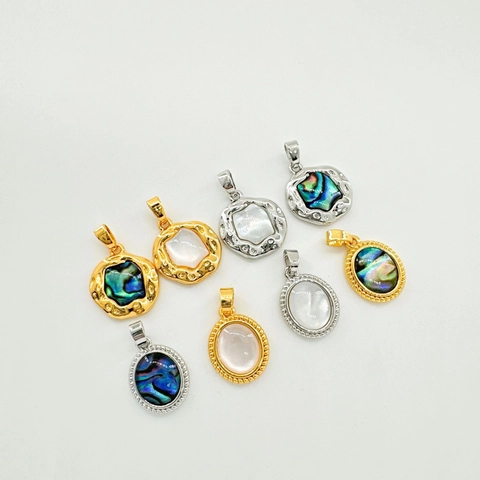 18K Gold Plated Copper Oval Irregular Pendant DIY Jewelry Making Accessories With Natural White Shell Abalone Shell For Necklace