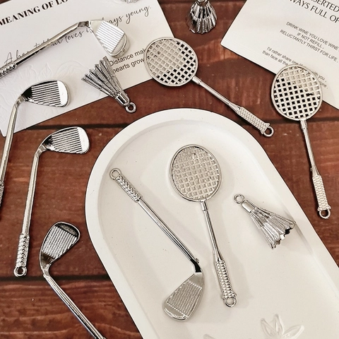 Alloy Sportstijl Simulatie Badminton Golf Racket Hangers DIY Sieraden Accessoires Sleutelhanger Bedeltjes Gegalvaniseerd Zilver Metaal