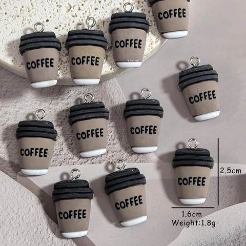 Simulation Coffee Cup Resin Pendant DIY Jewelry Making Charms For Earrings Necklace Keychain Creative Mini Coffee Cup Accessories